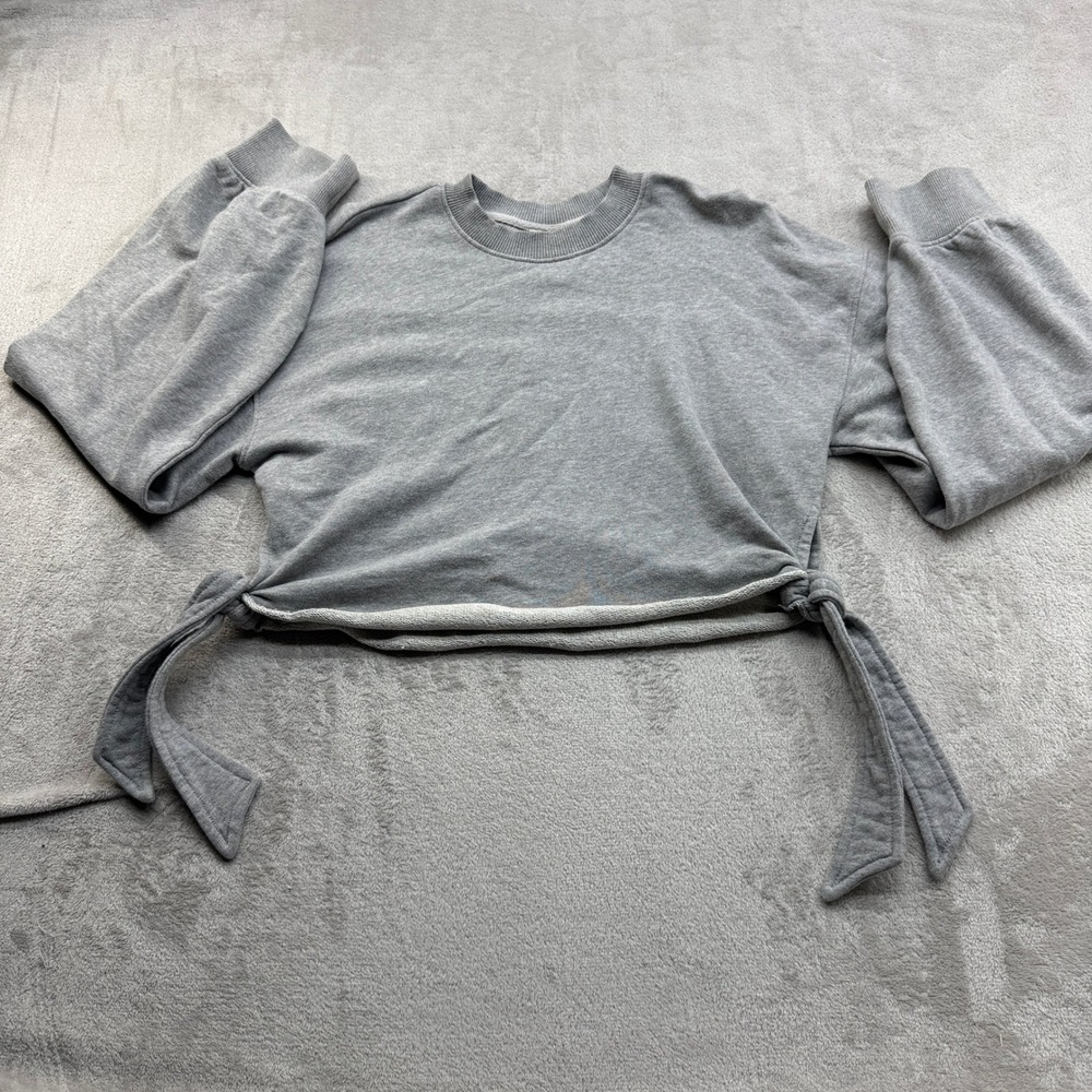 FP Movement Sweatshirt Women's XS Grey Cropped Side Tie Yoga Pilates Activewear
